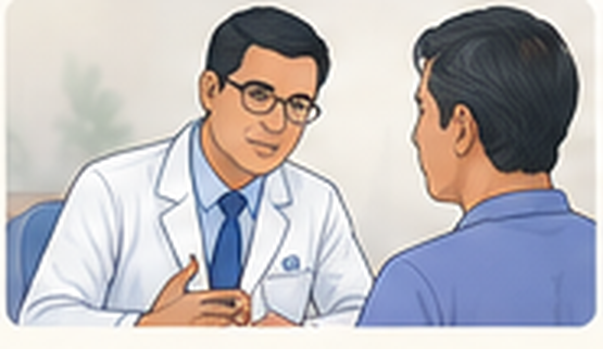Illustration of a patient discussing care with a doctor